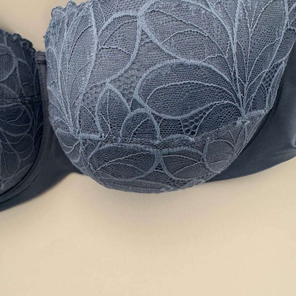 Joyspun Bra Womens Size 44D Blue Floral Lace Underwire Back Closure - Picture 4 of 11
